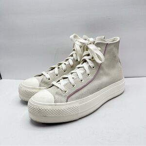 Converse Chuck Taylor Women’s 8.5 Platform High Top Suede Sneakers Pink Piping